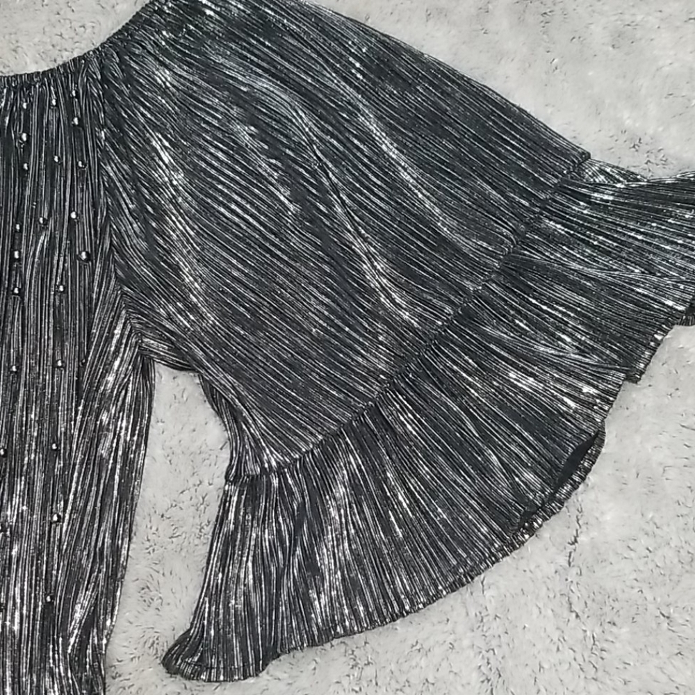 silver metallic blouse - Picture 2 of 9